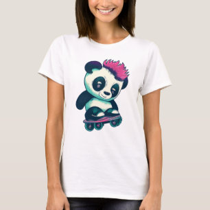 Cute Baby Panda with mohawk Skater Panda T-Shirt