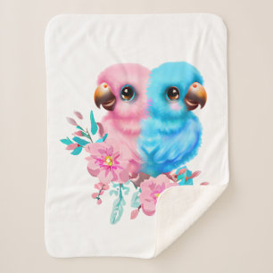 Cute Baby Parrot Twins Sherpa Blanket