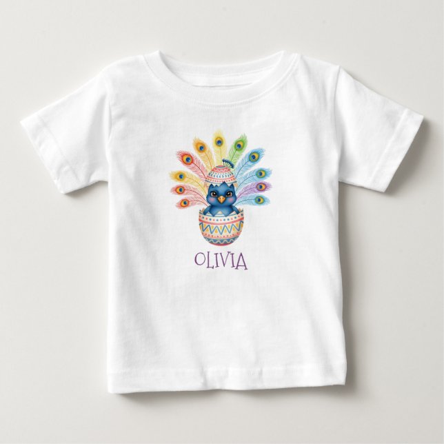Cute Baby Peacock Hatching from Easter Egg T-Shirt (Front)