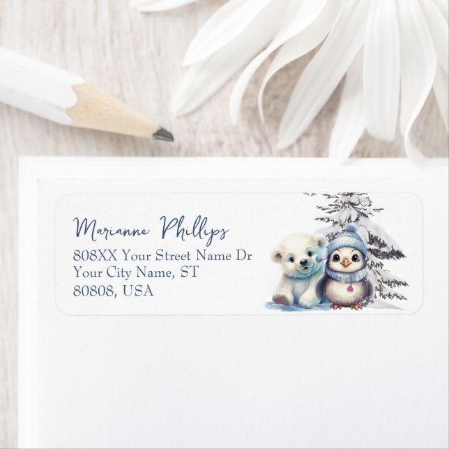 Cute Baby Penguin and Polar Bear Cub Winter (Insitu)
