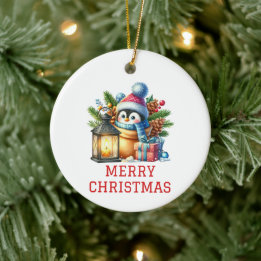 Cute Baby Penguin Christmas Ceramic Tree Decoration