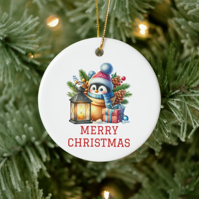 Cute Baby Penguin Christmas Ceramic Tree Decoration (Tree)