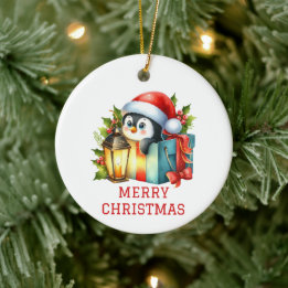 Cute Baby Penguin Christmas Ceramic Tree Decoration