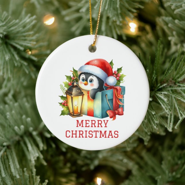 Cute Baby Penguin Christmas Ceramic Tree Decoration (Tree)