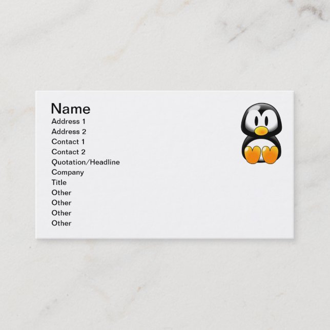 Cute Baby Penguin - Customizeable Business Card (Front)