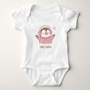 Cute Baby Penguin in Sweater, Personalised Baby Bodysuit