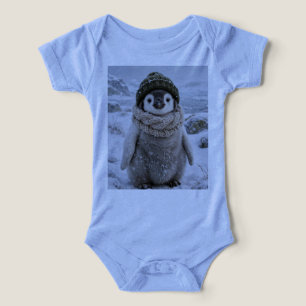 Cute Baby Penguin in Winter Scarf