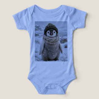 Cute Baby Penguin in Winter Scarf