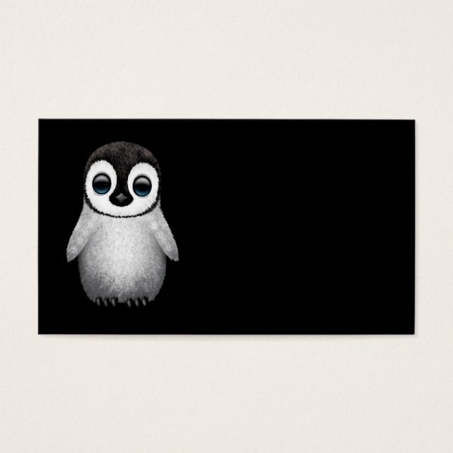 Cute Baby Penguin on Black (Front)