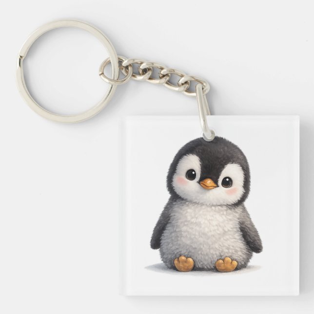 Cute Baby Penguin – Soft & Adorable Design Key Ring (Front)