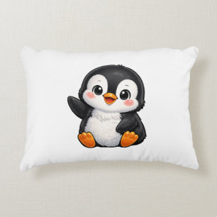 Cute Baby Penguin Waving Cartoon Character Kids Ka Decorative Cushion