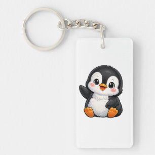 Cute Baby Penguin Waving Cartoon Character Kids Ka Key Ring
