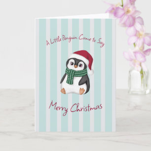 Cute Baby Penguin Wearing Santa Hat Christmas Card