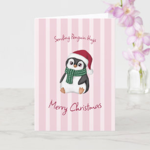 Cute Baby Penguin Wearing Santa Hat Christmas Card