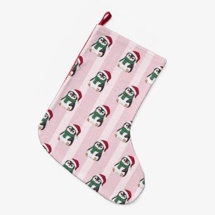 Cute Baby Penguin Wearing Santa Hat Christmas Large Christmas Stocking