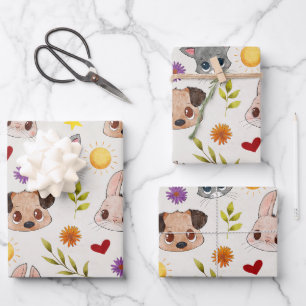 Cute Baby Pets Animal Gift Wrapping Paper