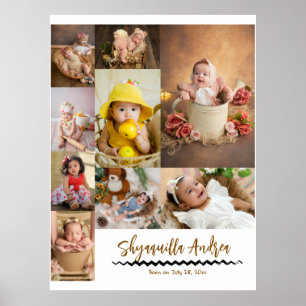 cute baby photo - 9 photo& text personalised poster
