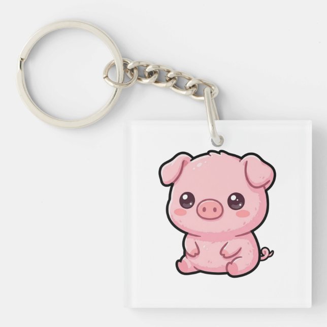 Cute Baby Pig Acrylic Keychain (Front)