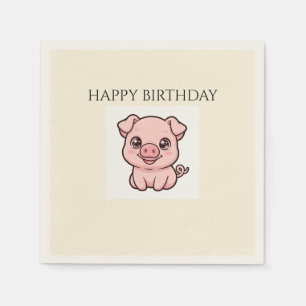 Cute Baby Pig Birthday Napkins