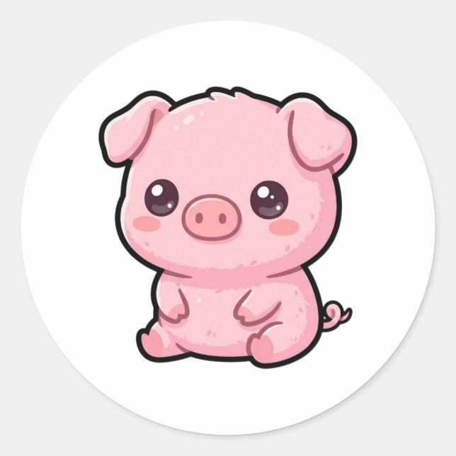 Cute Baby Pig Classic Sticker (Front)