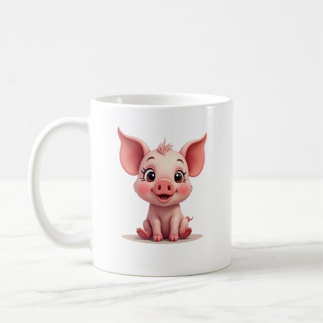 Cute Baby Pig  Coffee Mug (Left)