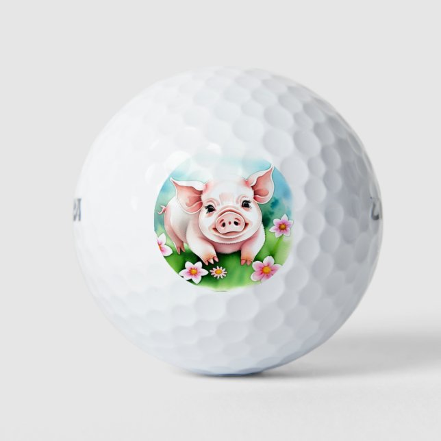 Cute Baby Pig  Golf Balls (Front)