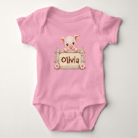 Cute Baby Pig Personalised Baby Bodysuit