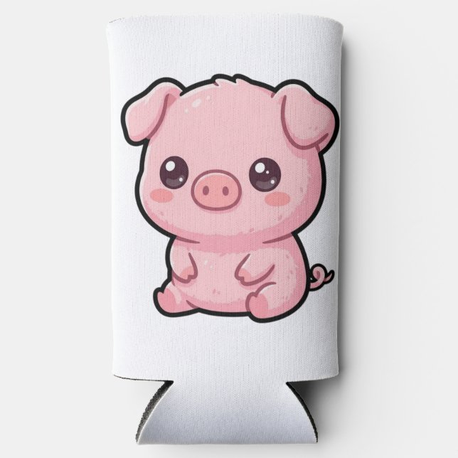 Cute Baby Pig Seltzer Can Cooler (Front)