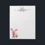 Cute Baby Pig Watercolor Monogram Name Notepad<br><div class="desc">This design may be personalised in the area provided by changing the photo and/or text. Or it can be customised by clicking Personalise this Template and then choosing the click to customise further option and delete or change the colour of the background, add text, change the text colour or style,...</div>