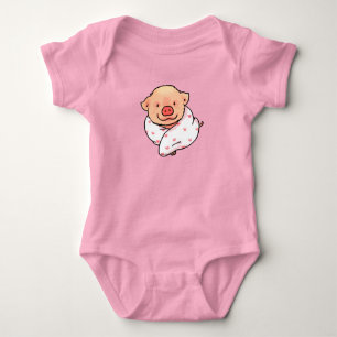 Cute Baby Pig Wrapped in Blanket Baby Bodysuit