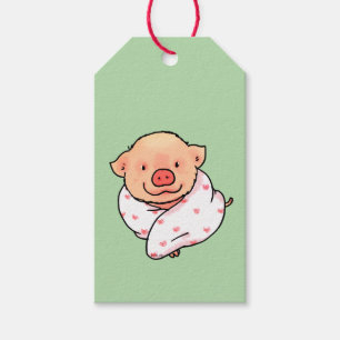 Cute Baby Pig Wrapped in Blanket Gift Tags