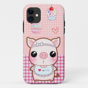 Cute baby piggy and kawaii cupcakes Case-Mate iPhone case