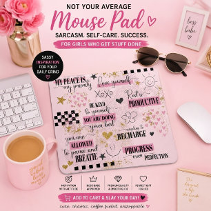 Cute Baby Pink Self-Love Inspirational Quotes Mouse Pad
