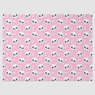Cute Baby Pink Skull & Bones Halloween Pattern Tissue Paper
