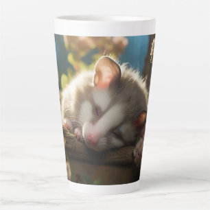 Cute baby possum sleeping in the garden latte mug