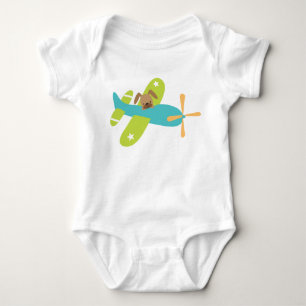 Cute Baby Puppy Dog in Aeroplane Bodysuit