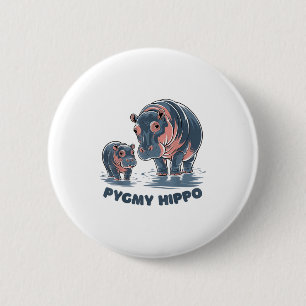 Cute Baby Pygmy Hippo Moo Deng Funny Zoo For Famil 6 Cm Round Badge