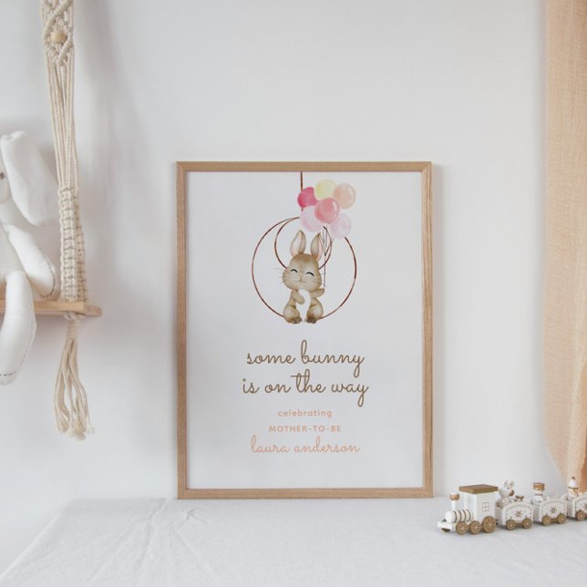 Cute Baby Rabbit Some Bunny is on the Way Nursery Poster (Creator Uploaded)