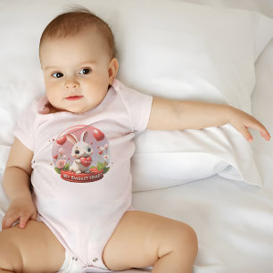 Cute baby Rabbit valentine heart Baby Bodysuit