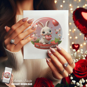 Cute baby Rabbit valentine heart love Card