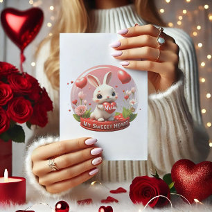 Cute baby Rabbit valentine heart love Postcard