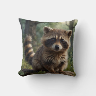 Cute baby raccoon cottage garden  cushion