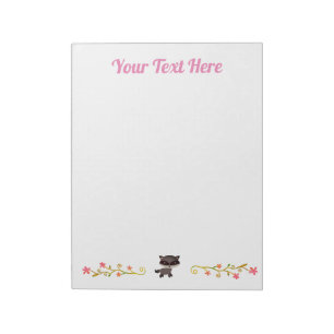 Cute Baby Raccoon with Flowers Notepad