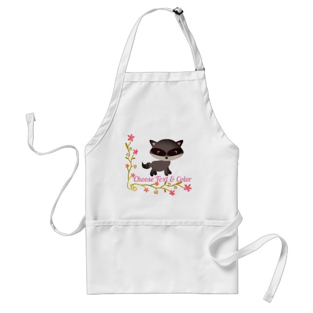 Cute Baby Raccoon with Flowers Standard Apron (Front)