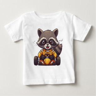 Cute Baby Racoon Race Car Driver T-Shirt