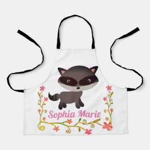 Cute Baby Racoon with Flowers Apron