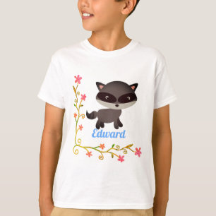 Cute Baby Racoon with Flowers T-Shirt