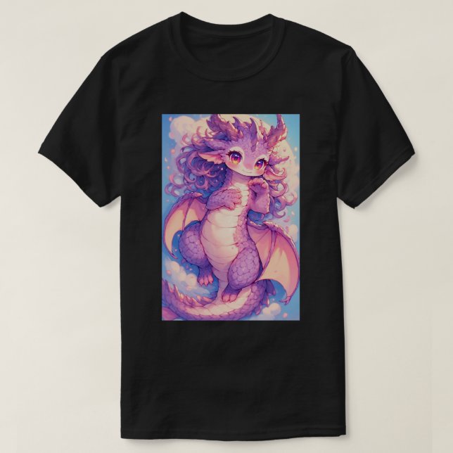 Cute Baby Rave Dragon Anime Kawaii Art 02 T-Shirt (Design Front)