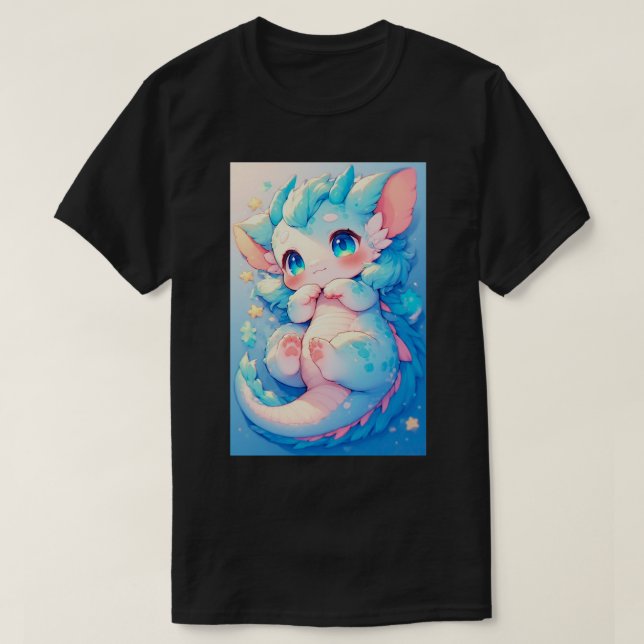 Cute Baby Rave Dragon Japanese Anime Kawaii Art 04 T-Shirt (Design Front)