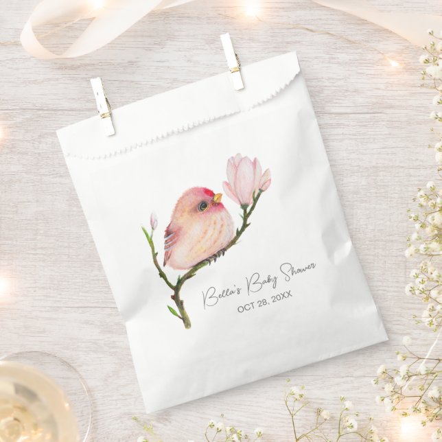 Cute Baby Redpoll Bird Baby Shower Favour Bags (Clipped)